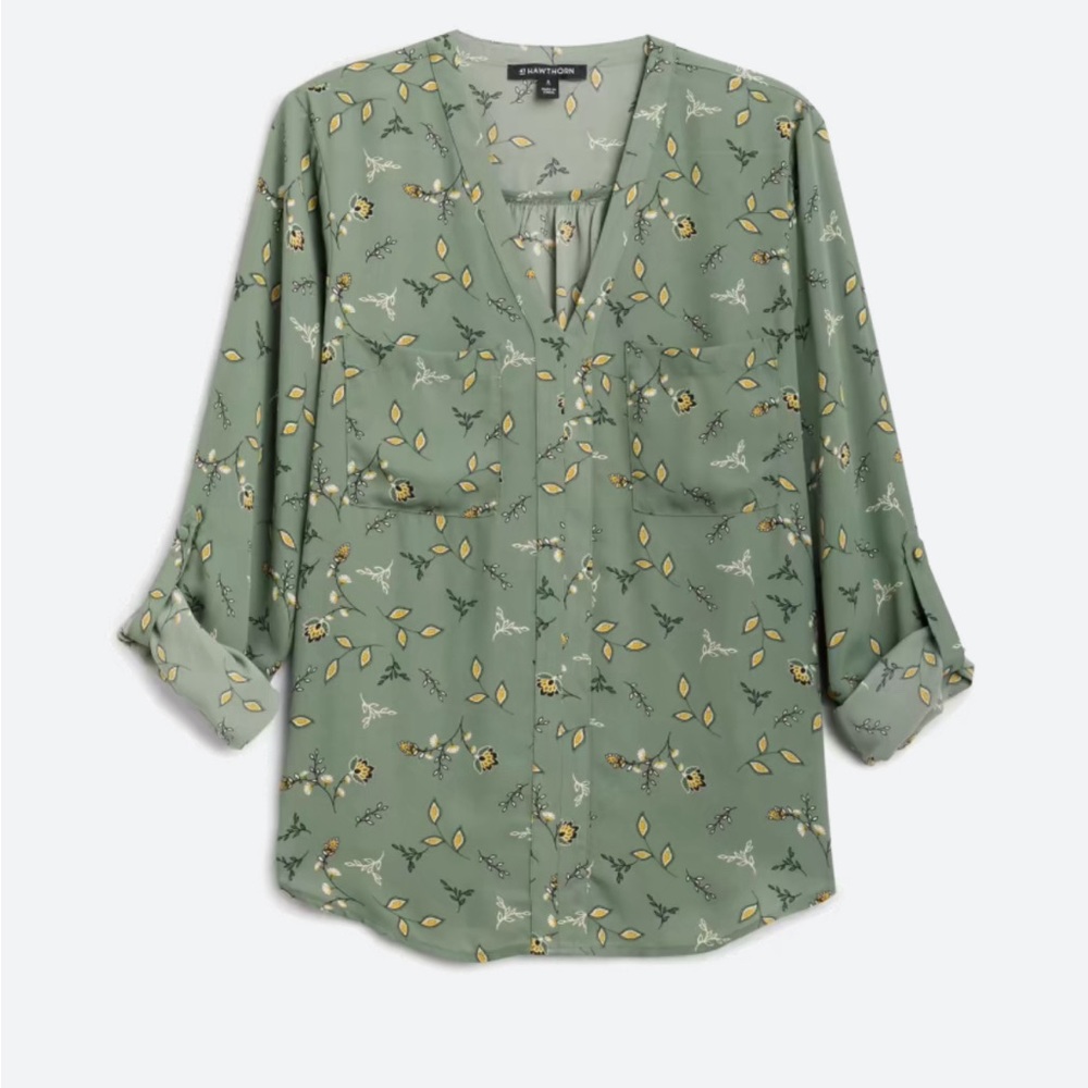 41 Hawthorn, long sleeved blouse. Size small in green